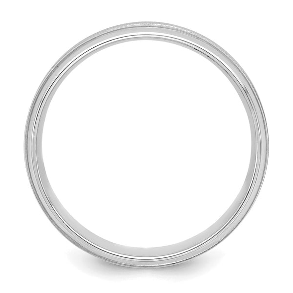 14k White Gold Standard Comfort Fit Brush Satin Fancy Band