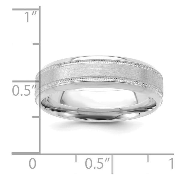 14k White Gold Standard Comfort Fit Brush Satin Fancy Band