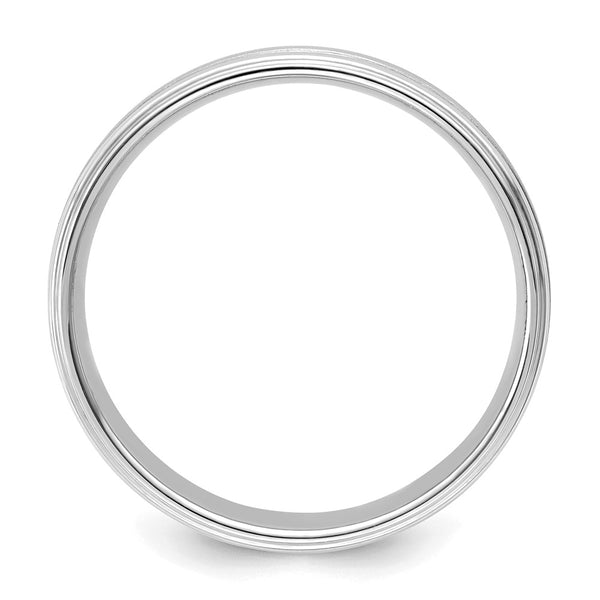 14k White Gold Heavy Comfort Fit Brush Satin Fancy Band