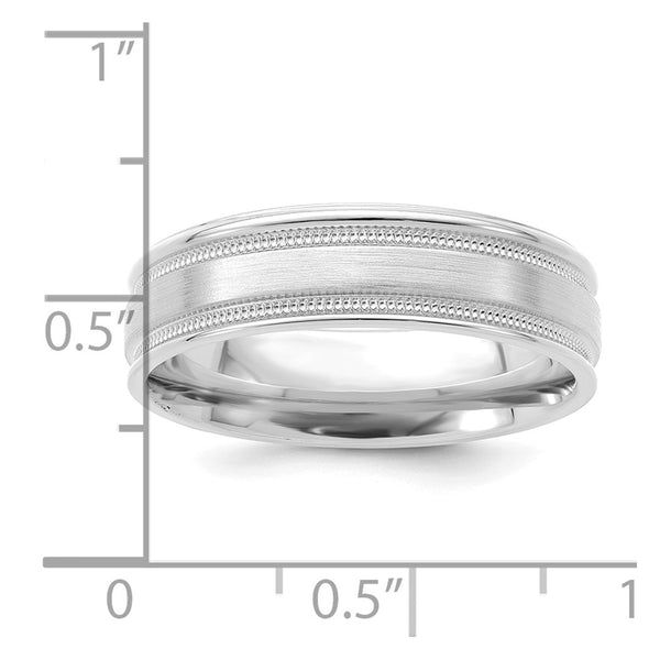 14k White Gold Standard Comfort Fit Brush Satin Fancy Band