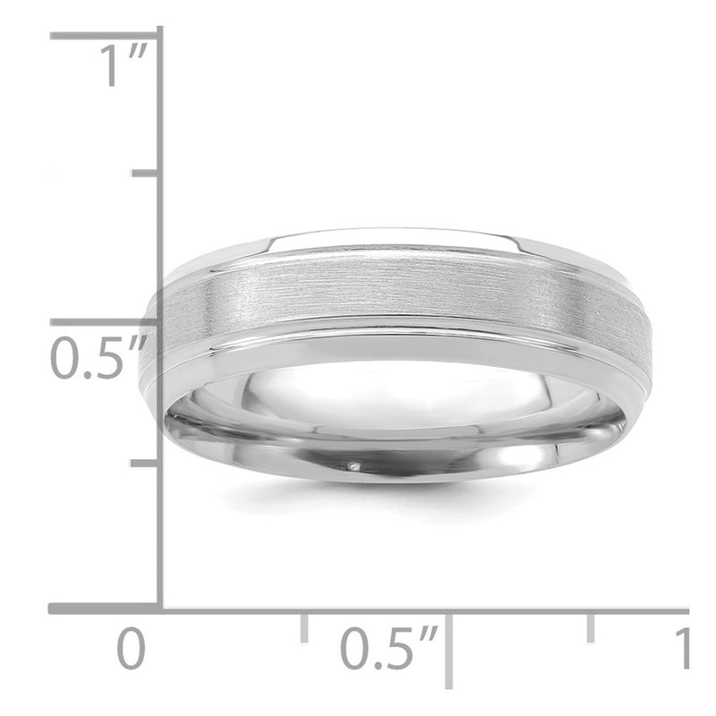 14k White Gold Light Comfort Fit Brush Satin Fancy Band