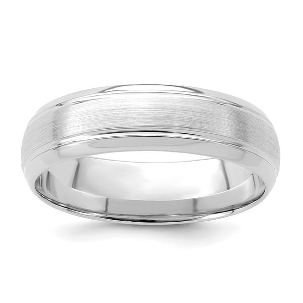14k White Gold Standard Comfort Fit Brush Satin Fancy Band