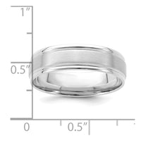 14k White Gold Standard Comfort Fit Brush Satin Fancy Band