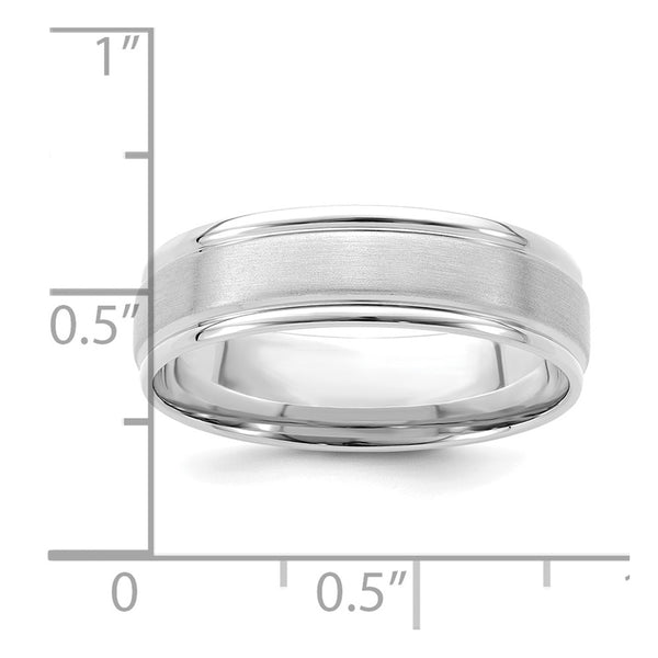 14k White Gold Standard Comfort Fit Brush Satin Fancy Band