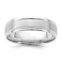 14k White Gold Heavy Comfort Fit Brush Satin Fancy Band