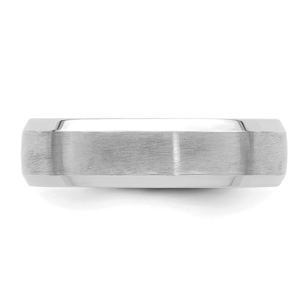 14k White Gold Standard Comfort Fit Brush Satin Fancy Band