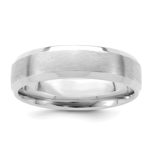 14k White Gold Standard Comfort Fit Brush Satin Fancy Band