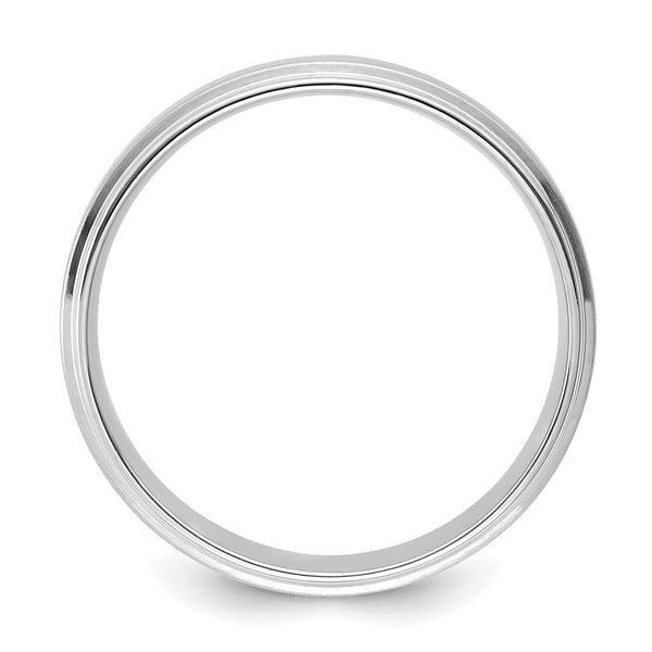 14k White Gold Standard Comfort Fit Brush Satin Fancy Band