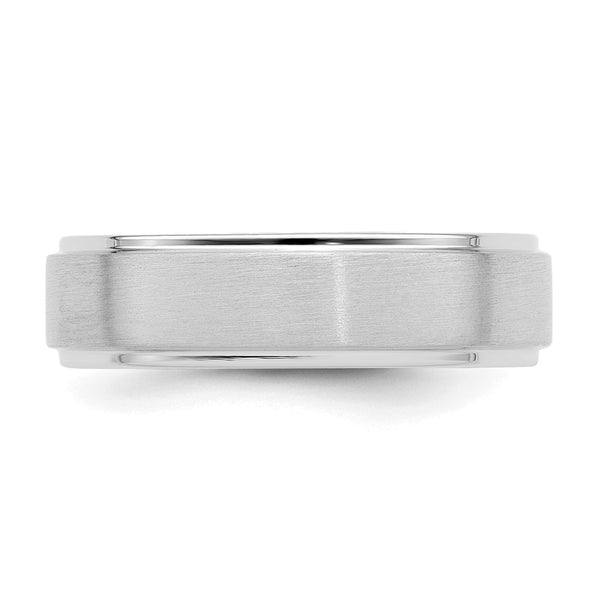 14k White Gold Standard Comfort Fit Brush Satin Fancy Band