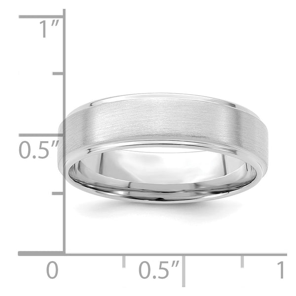 14k White Gold Heavy Comfort Fit Brush Satin Fancy Band