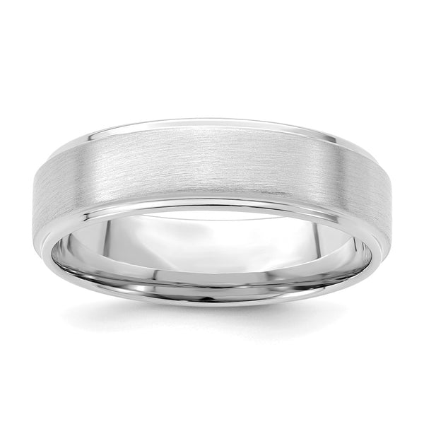 14k White Gold Standard Comfort Fit Brush Satin Fancy Band
