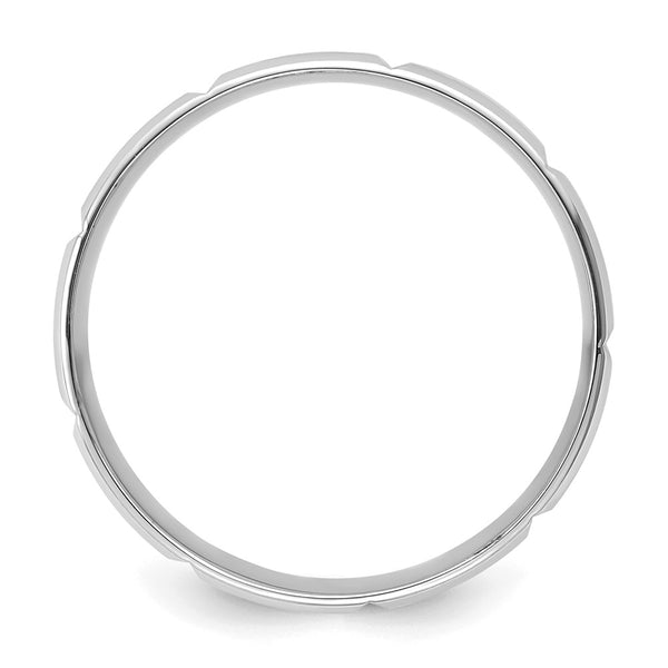 14k White Gold Standard Comfort Fit Brush Satin Fancy Band