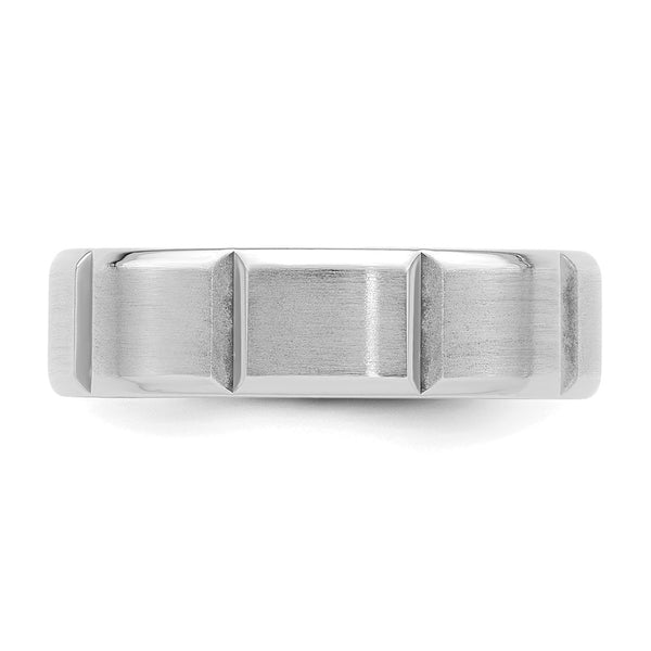 14k White Gold Light Comfort Fit Brush Satin Fancy Band