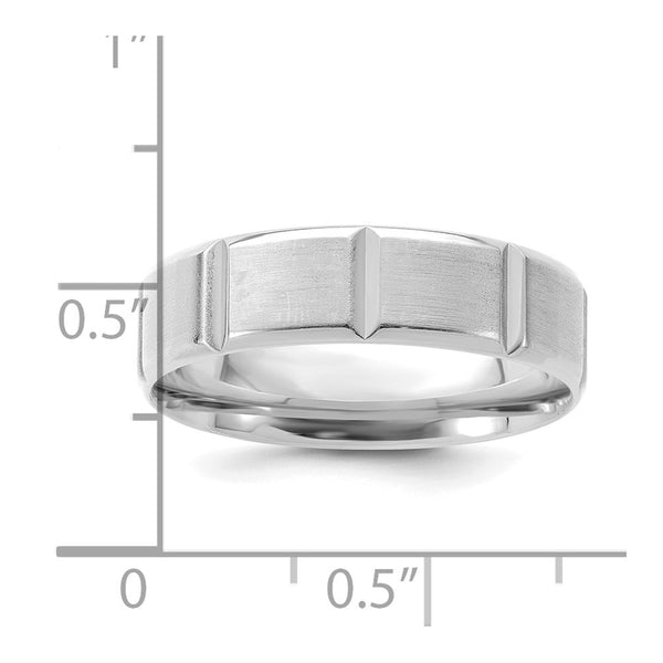 14k White Gold Light Comfort Fit Brush Satin Fancy Band