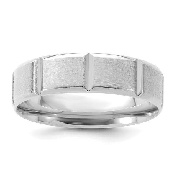 14k White Gold Standard Comfort Fit Brush Satin Fancy Band