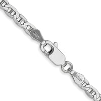 14k White Gold 3mm Concave Anchor Chain