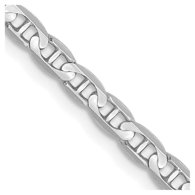 14k White Gold 3mm Concave Anchor Chain