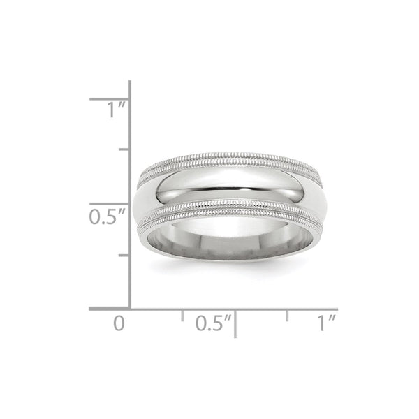14KW 8mm Double Milgrain Comfort Fit Band Size 8.5