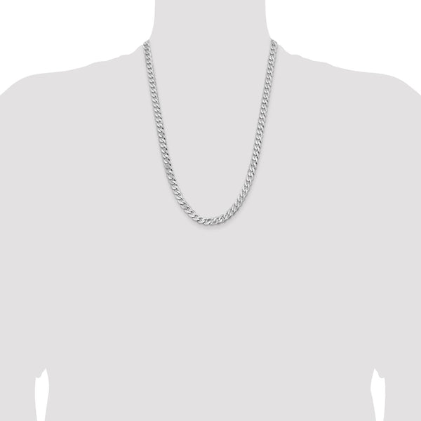 14k White Gold 7.25mm Flat Beveled Curb Chain