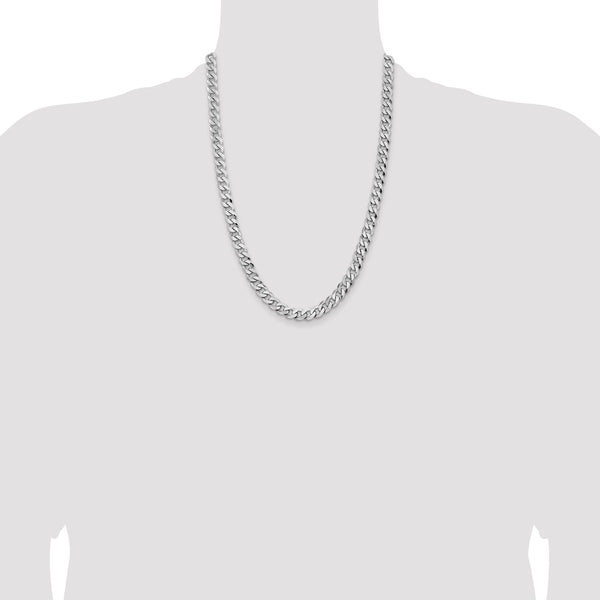 14k White Gold 8mm Flat Beveled Curb Chain