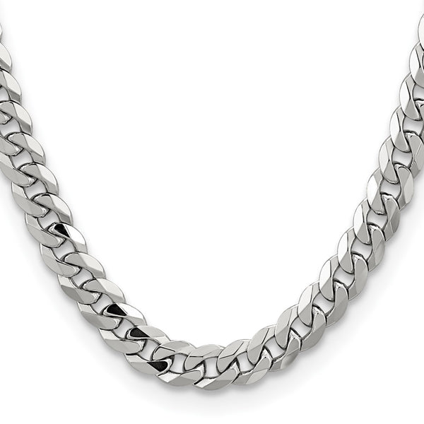 14k White Gold 8.5mm Flat Beveled Curb Chain