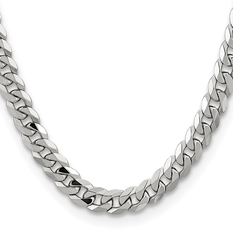 14k White Gold 8.5mm Flat Beveled Curb Chain