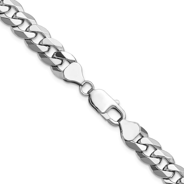 14k White Gold 8.5mm Flat Beveled Curb Chain
