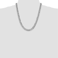 14k White Gold 8.5mm Flat Beveled Curb Chain