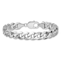14k White Gold 9.5mm Flat Beveled Curb Chain