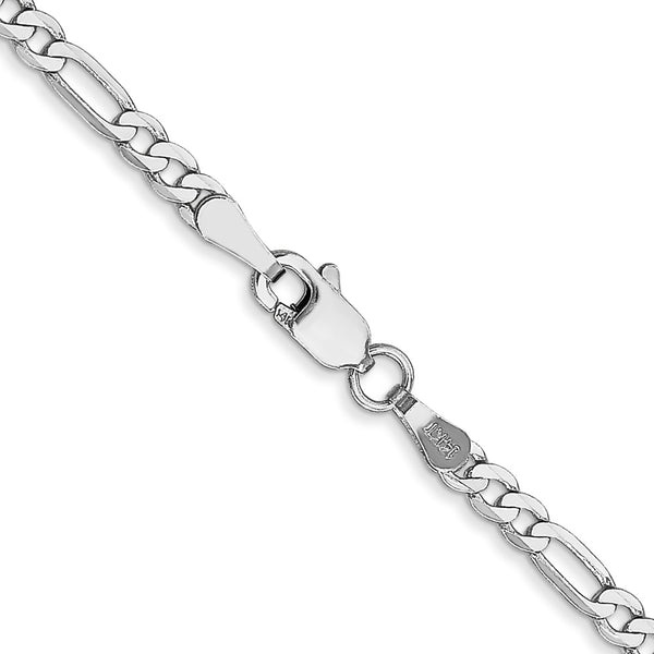 14k White Gold 2.75mm Flat Figaro Chain