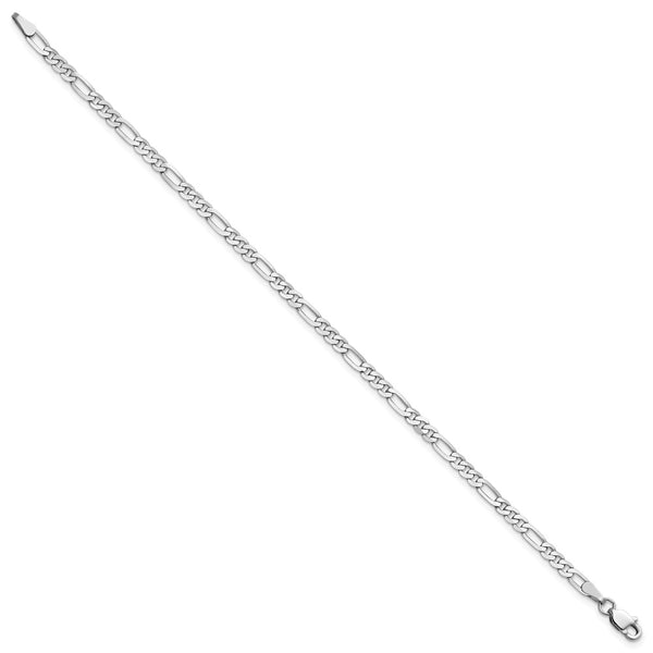 14k White Gold 3.0mm Flat Figaro Chain