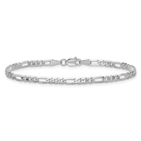 14k White Gold 3mm Flat Figaro Chain