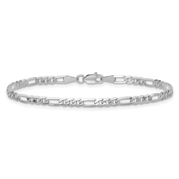 14k White Gold 3.0mm Flat Figaro Chain
