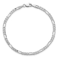 14k White Gold 3.0mm Flat Figaro Chain