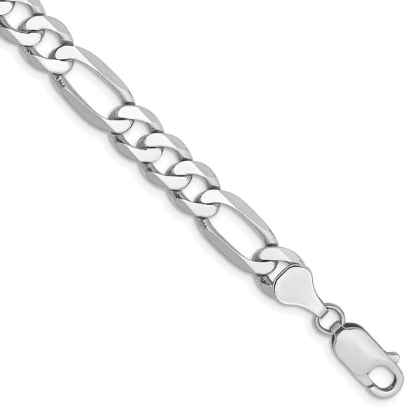 14k White Gold 7mm Flat Figaro Chain
