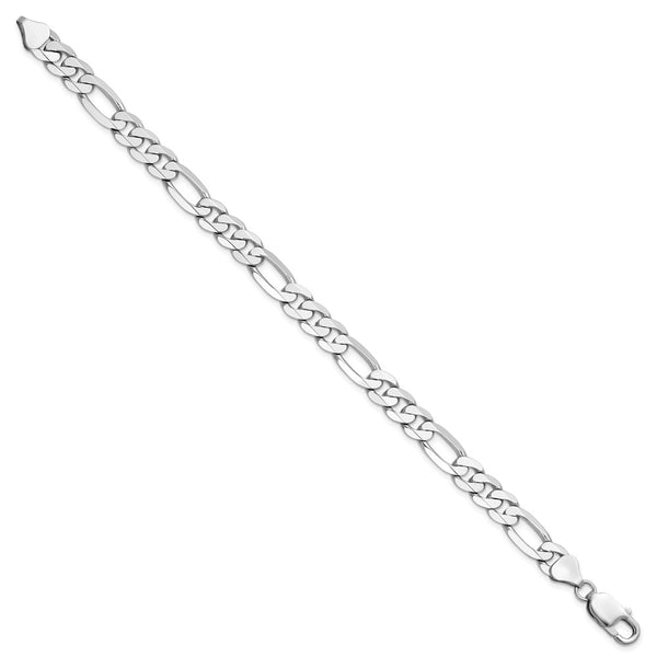 14k White Gold 7.5mm Flat Figaro Chain