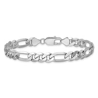 14k White Gold 7.5mm Flat Figaro Chain