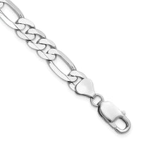 14k White Gold 7.5mm Flat Figaro Chain