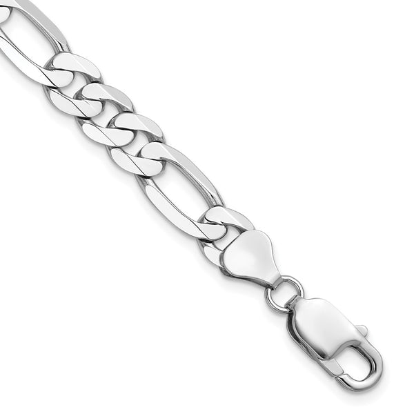 14k White Gold 7.5mm Flat Figaro Chain