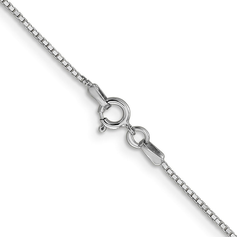 14k White Gold .9mm Box with Spring Ring Clasp Chain