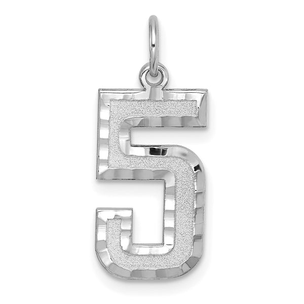 14kw Large Brushed Diamond-cut Number 5 Charm