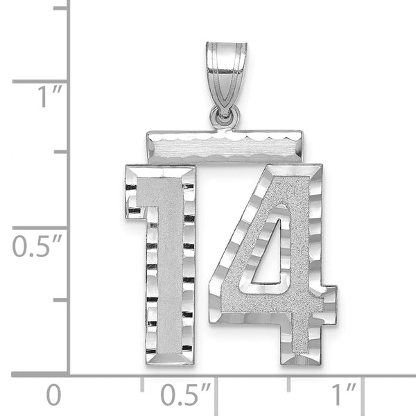 14kw Large Brushed Diamond-cut Number 14 Charm