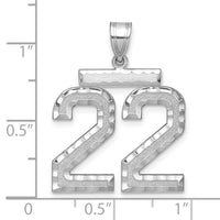 14kw Large Brushed Diamond-cut Number 22 Charm