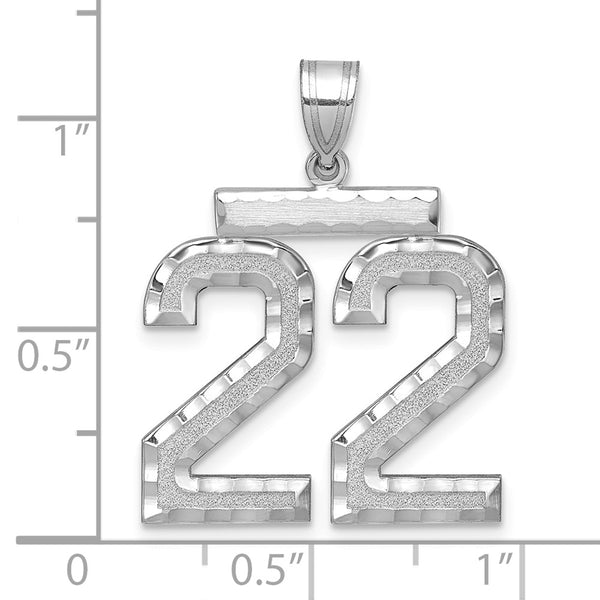 14kw Large Brushed Diamond-cut Number 22 Charm