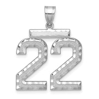 14kw Large Brushed Diamond-cut Number 22 Charm
