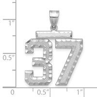 14kw Large Brushed Diamond-cut Number 37 Charm