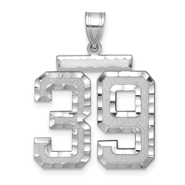 14kw Large Brushed Diamond-cut Number 39 Charm