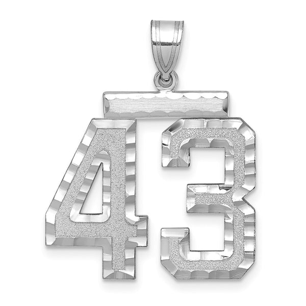 14kw Large Brushed Diamond-cut Number 43 Charm