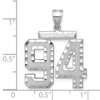 14kw Large Brushed Diamond-cut Number 94 Charm