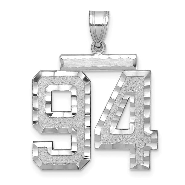 14kw Large Brushed Diamond-cut Number 94 Charm